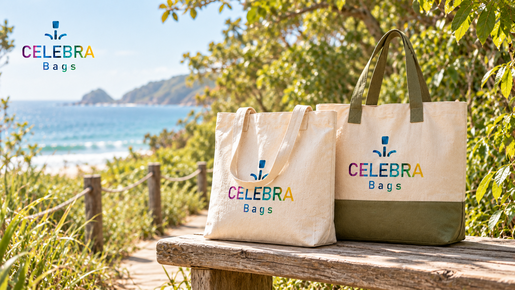 Ecobags de algodão personalizadas Celebra Bags ao ar livre